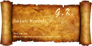 Geist Kornél névjegykártya